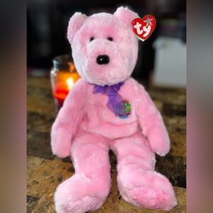 🩷🐣 TY Beanie Buddies “Eggs” — LARGE Pink Plush Easter Bear — 14”
